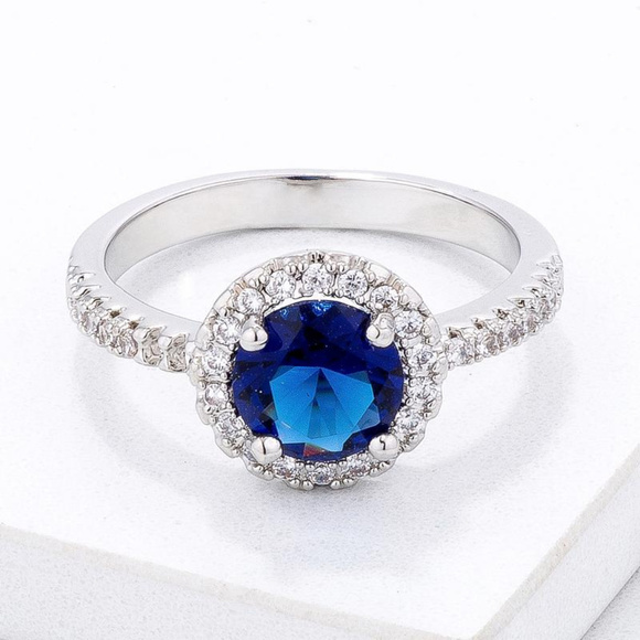 Jewelry - 18k White Gold and Sapphire Halo Ring